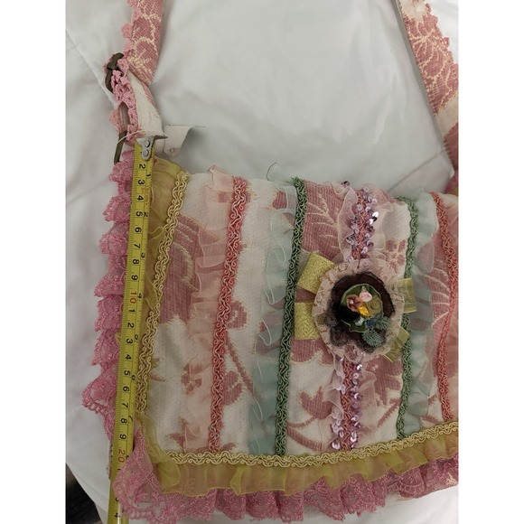 Beautiful New Vintage Coquette Floral Ruffle Messenger  Bag Cottagecore Purse